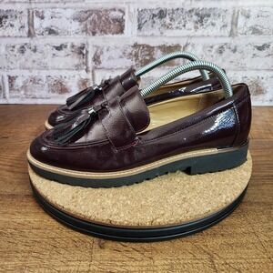 Franco Sarto Burgundy Carolynn Patent Leather Tassel Loafers Women s Size 9